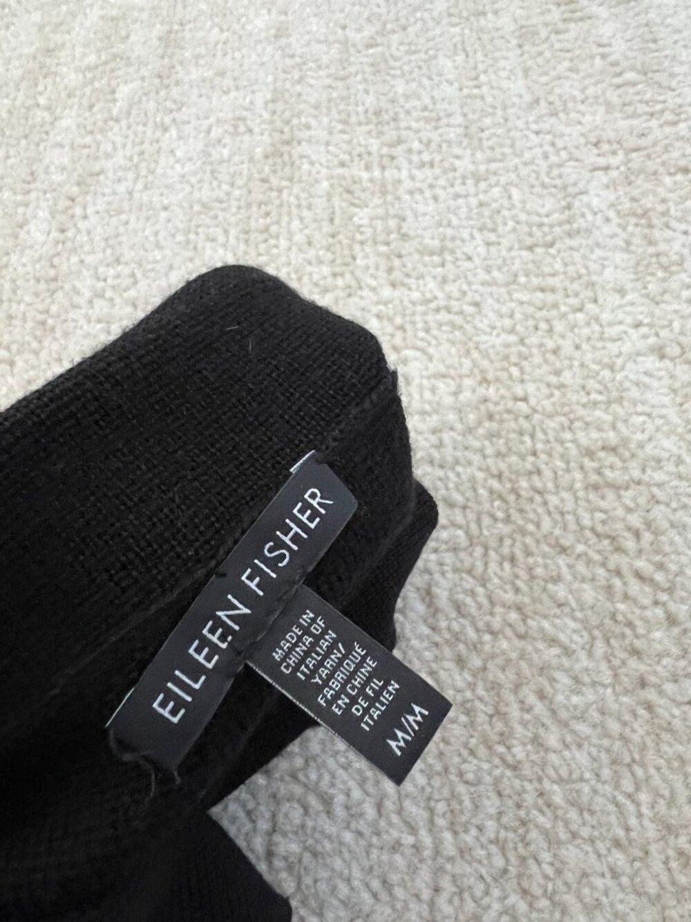Eileen Fisher Black Merino Wool Button Up Cardigan Sweater Jacket M - Picture 9 of 10